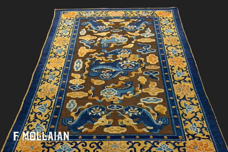 Antique Chinese Silk&Metal Rug n°:42856685